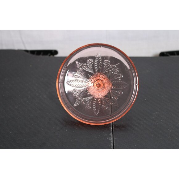 Beautiful Pink Glass Sugar Dish With Intricate Design - Picture 7 of 7